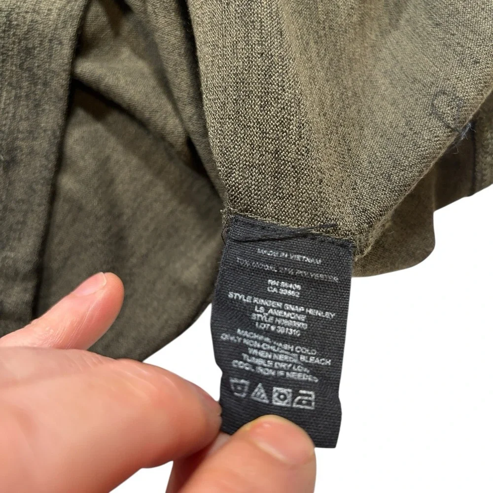 Theory Shirt Mens Long Sleeve Contrast Henley‎ Snap Green Small